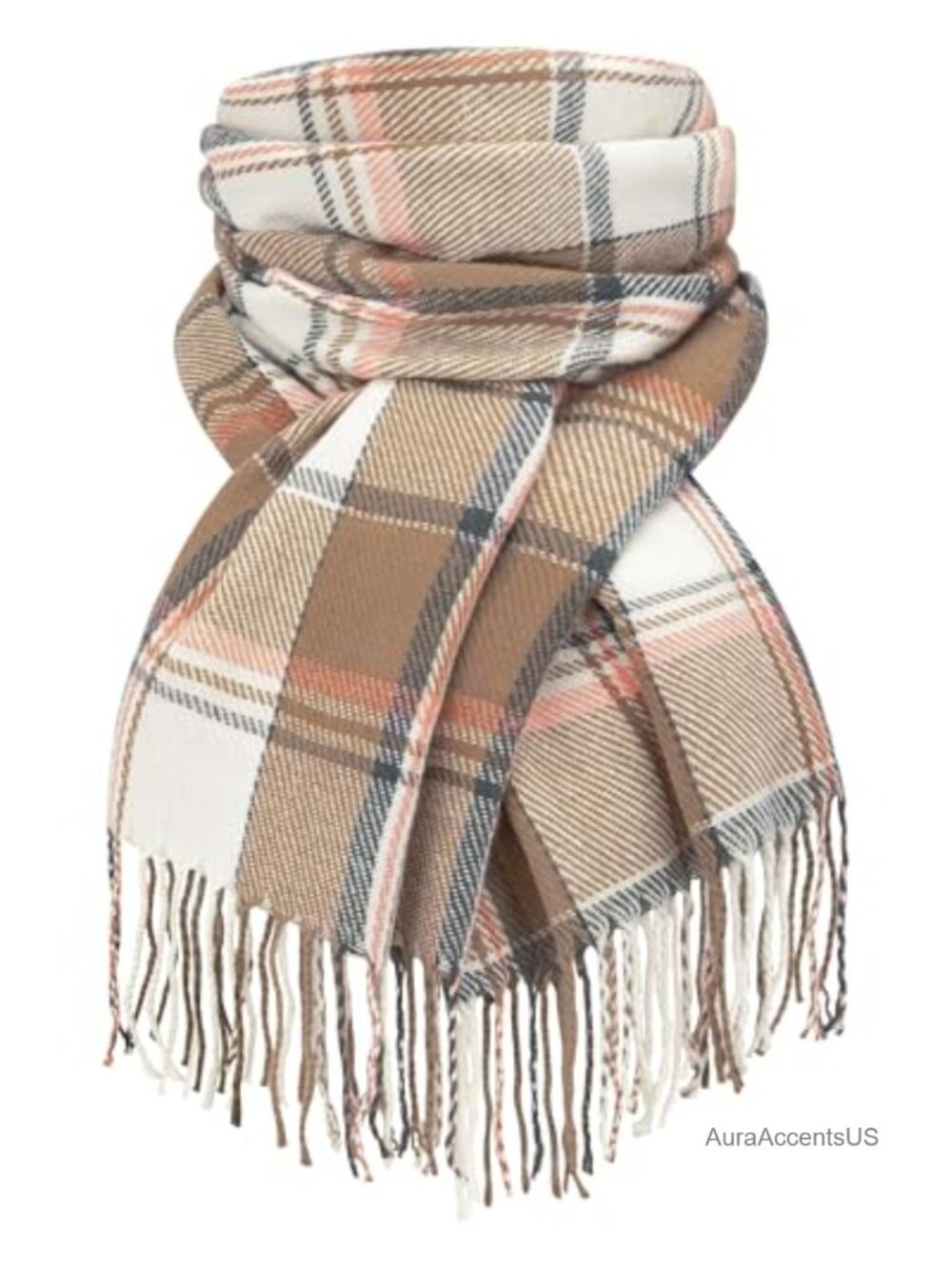 Warm Plaid Winter Scarf for Women, Cashmere-Like Acrylic Wrap Shawl